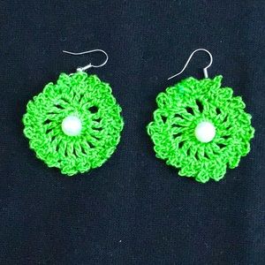 Handmade Green earrings 💚😊🧶